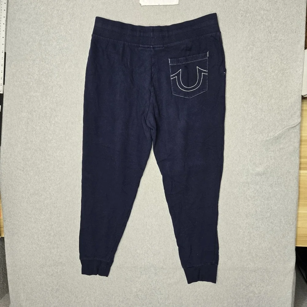 True Religion Men Pants L/G Blue Sweatpants Jogger Logo Sweatpant 28